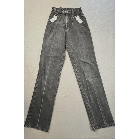 Rockies Denim - Vtg 1990s Rocky Mountain Womens 26/3 Black Gray Pleated High Rise Jeans USA